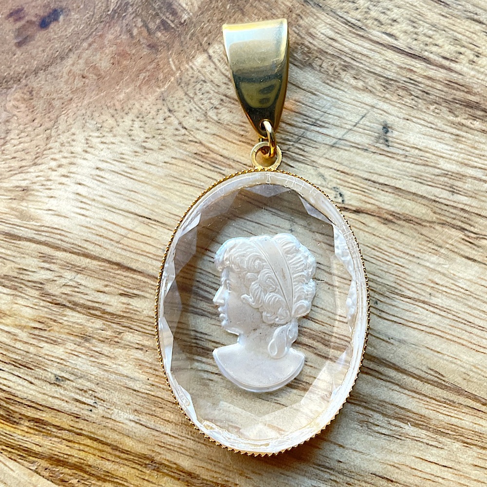 Cut Glass Cameo Pendant